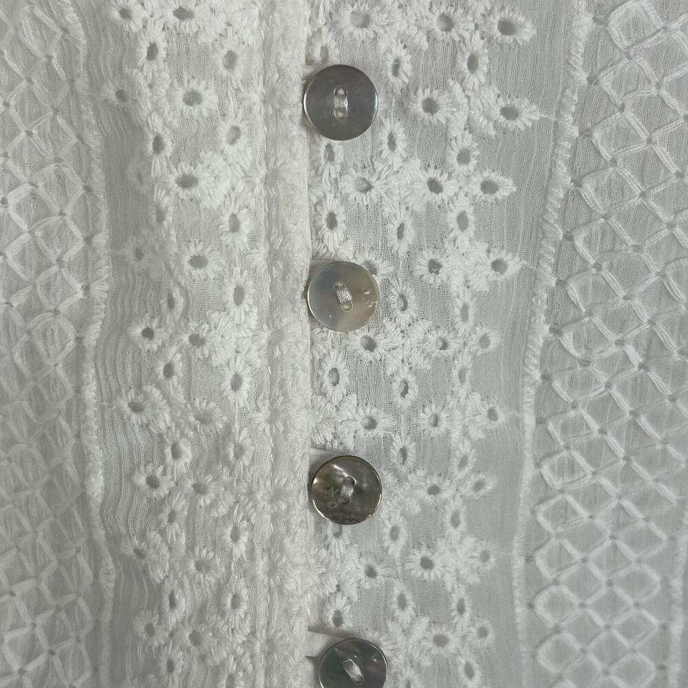Supply & Demand Womens Size L White Eyelet Lace Long Sleeve Blouse Top Oversized - Picture 12 of 14